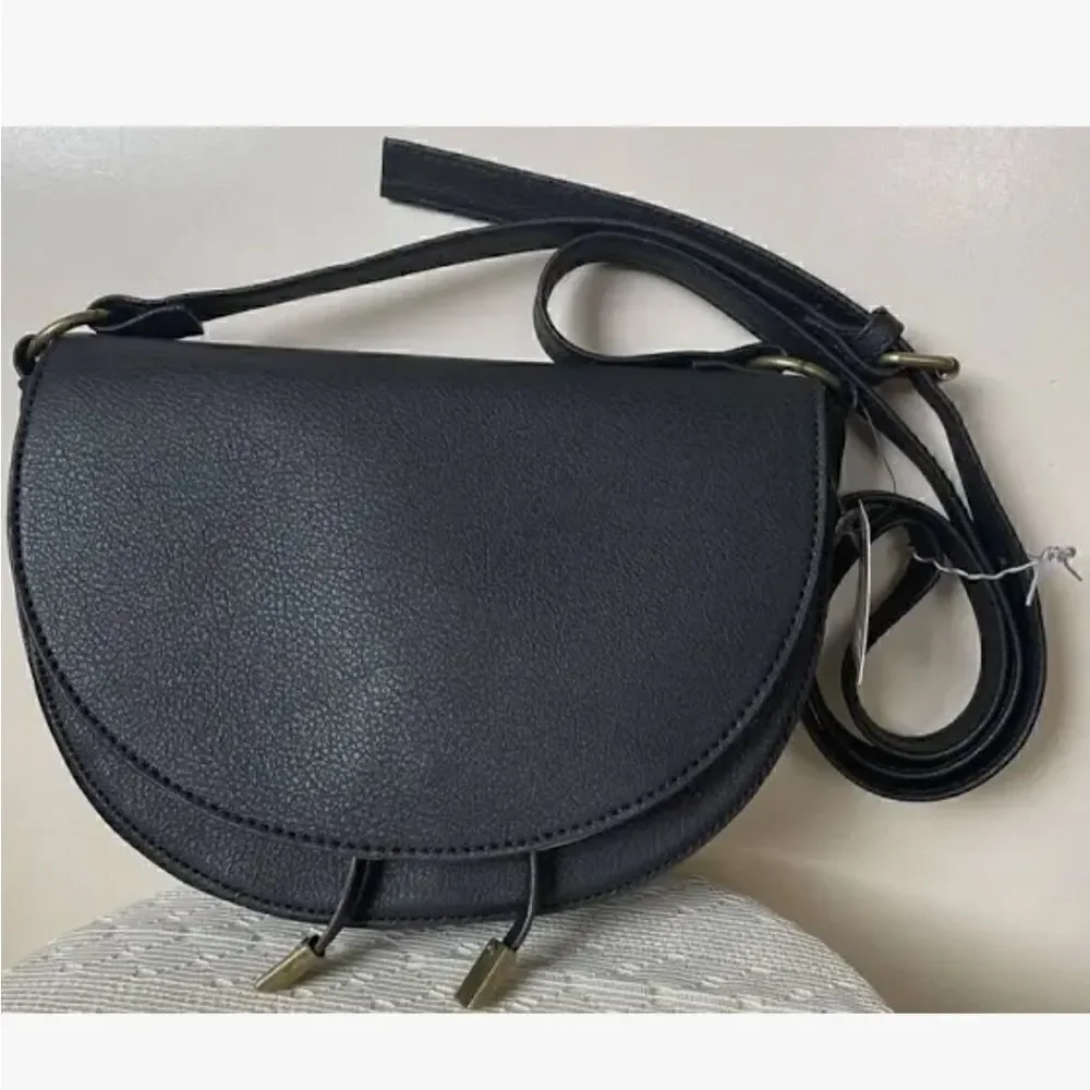 Falls Creek Women's Black Faux Leather Small Flap Crossbody Purse